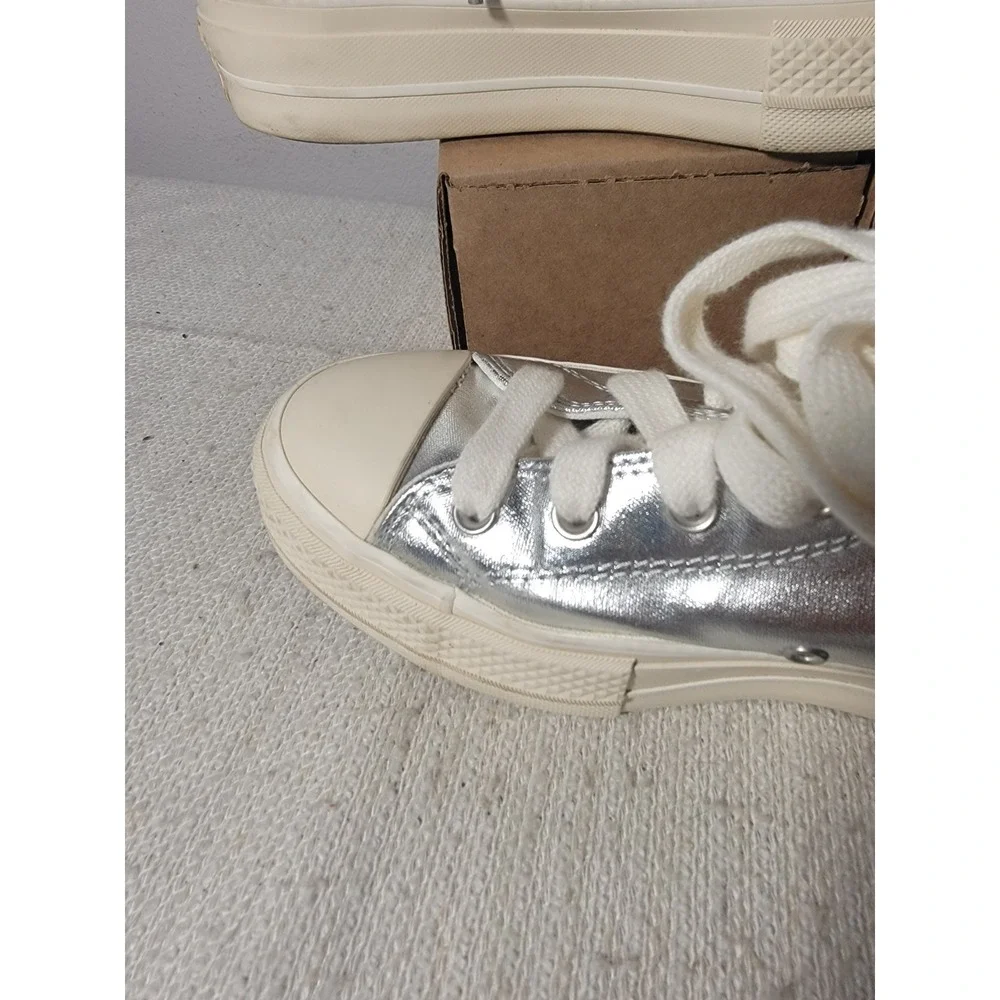 Converse All Star Metallic Silver High Top Sneakers Womens 9 Platform A09902C
